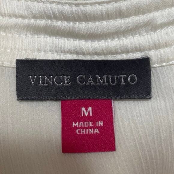 Vince Camuto White Silk Satin Ruffle Long Sleeve Button Down Shirt Top Size M - Picture 3 of 4